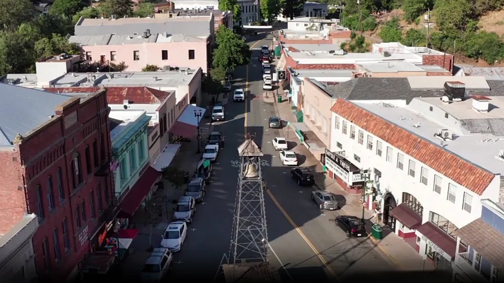 Historic Main Street in downtown Placerville, California near El Dorado wine country